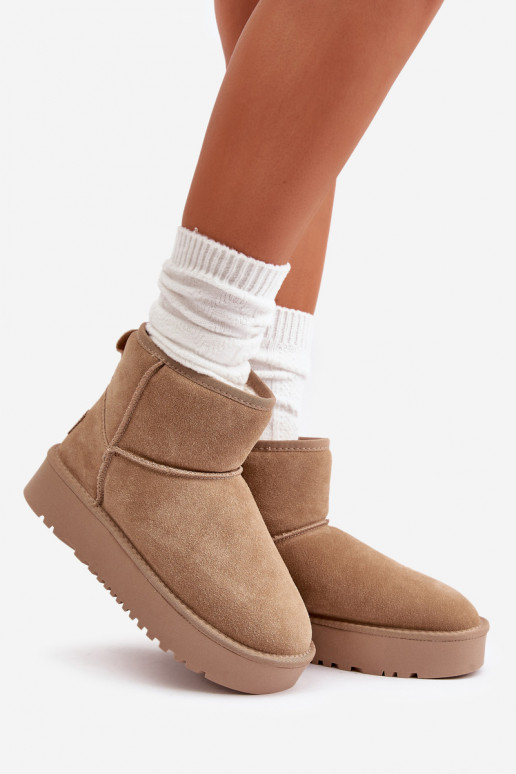 Faux suede sneeuwlaarzen op een platform in zandkleur Rianaella