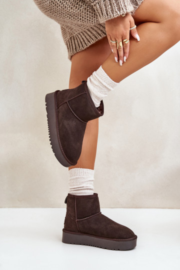 Faux suede sneeuwlaarzen op een platform in bruine kleur Rianaella 2