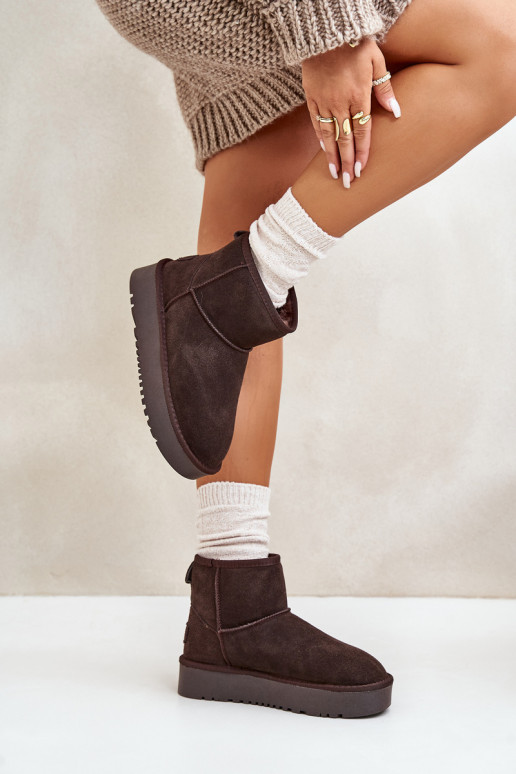 Faux suede sneeuwlaarzen op een platform in bruine kleur Rianaella