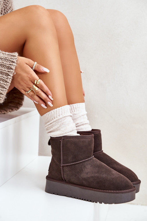Faux suede sneeuwlaarzen op een platform in bruine kleur Rianaella
