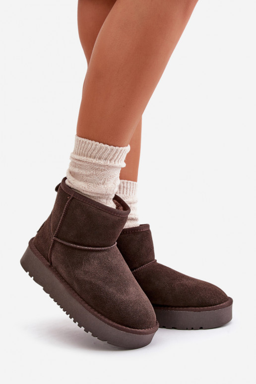 Faux suede sneeuwlaarzen op een platform in bruine kleur Rianaella