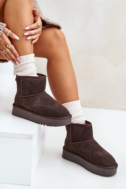 Faux suede sneeuwlaarzen op een platform in bruine kleur Rianaella