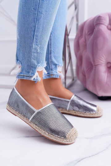 Lu Boo zilveren kanten espadrilles Kimchi