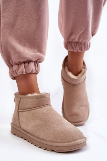 Dames lage sneeuwlaarzen van faux suede in ivoorkleur Shelie 2