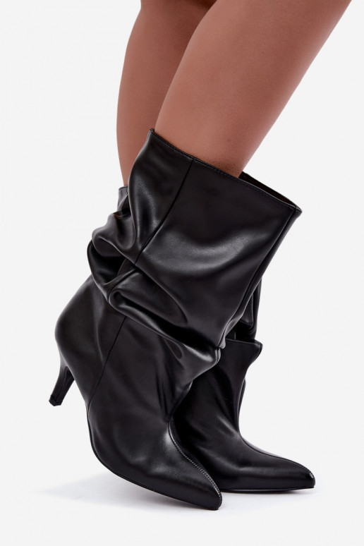 Slouchy enkellaarsjes met hakken in zwart Gelra