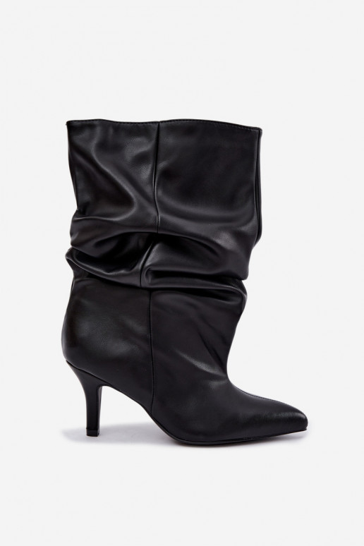 Slouchy enkellaarsjes met hakken in zwart Gelra