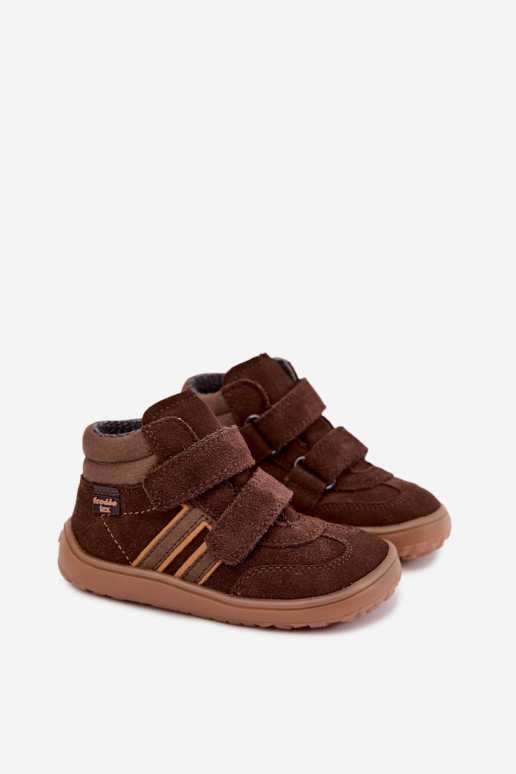 Kinder schoenen van faux suede Barefoot FRODDO G3110285-3 bruin