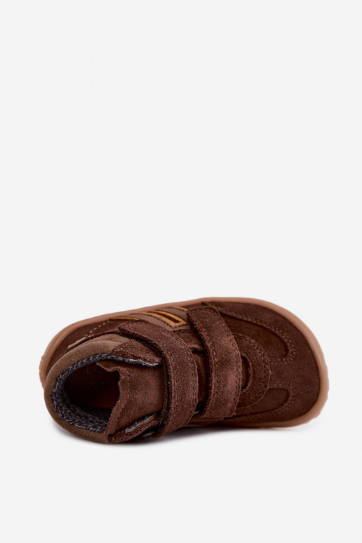 Kinder schoenen van faux suede Barefoot FRODDO G3110285-3 bruin