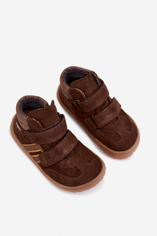 Kinder schoenen van faux suede Barefoot FRODDO G3110285-3 bruin