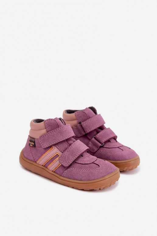 Kinder schoenen van faux suede Barefoot FRODDO G3110285-12 paars