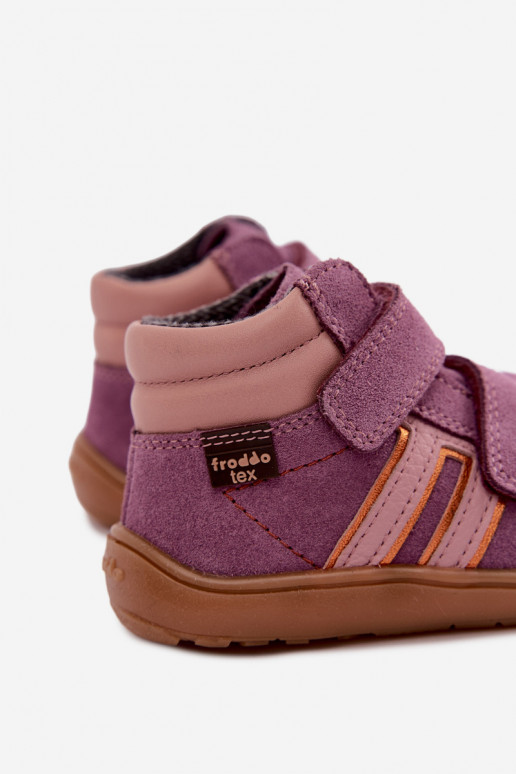 Kinder schoenen van faux suede Barefoot FRODDO G3110285-12 paars