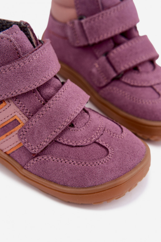 Kinder schoenen van faux suede Barefoot FRODDO G3110285-12 paars