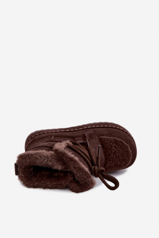 Veterschoenen voor de winter met platform in chocolade Coraliah