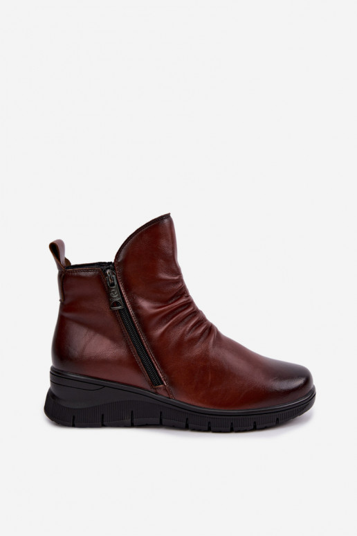 Warme enkellaarsjes met platform en rimpels Vinceza 133117 bruin