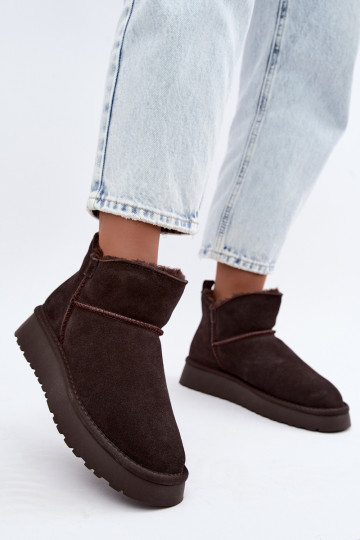 Sneeuwlaarzen van faux suede met isolatie en bont binnenin Vinceza 97961 chocoladekleurig