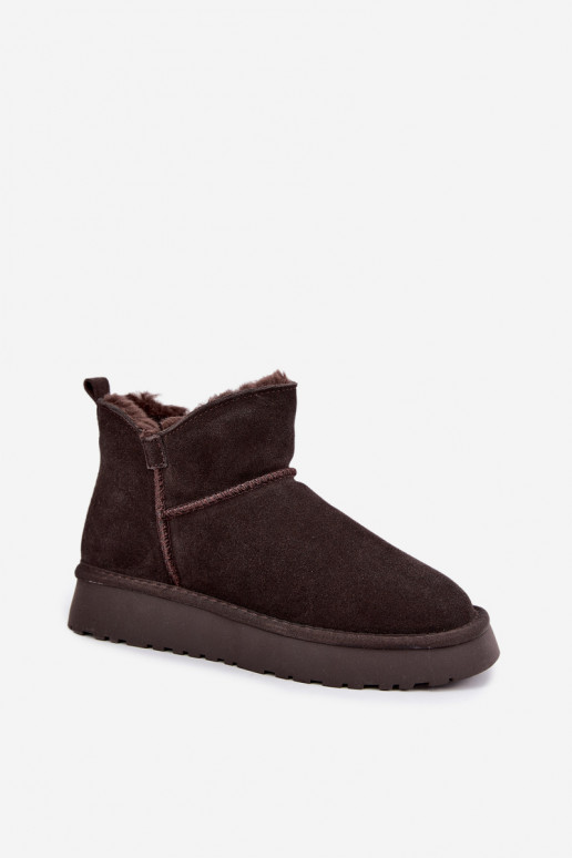 Sneeuwlaarzen van faux suede met isolatie en bont binnenin Vinceza 97961 chocoladekleurig