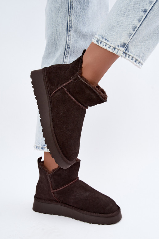 Sneeuwlaarzen van faux suede met isolatie en bont binnenin Vinceza 97961 chocoladekleurig