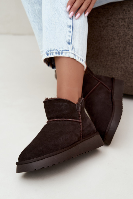 Sneeuwlaarzen van faux suede met isolatie en bont binnenin Vinceza 97961 chocoladekleurig