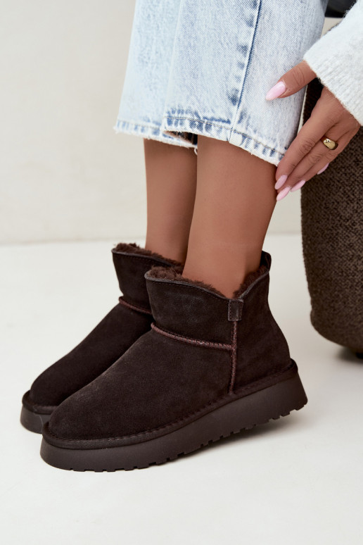 Sneeuwlaarzen van faux suede met isolatie en bont binnenin Vinceza 97961 chocoladekleurig