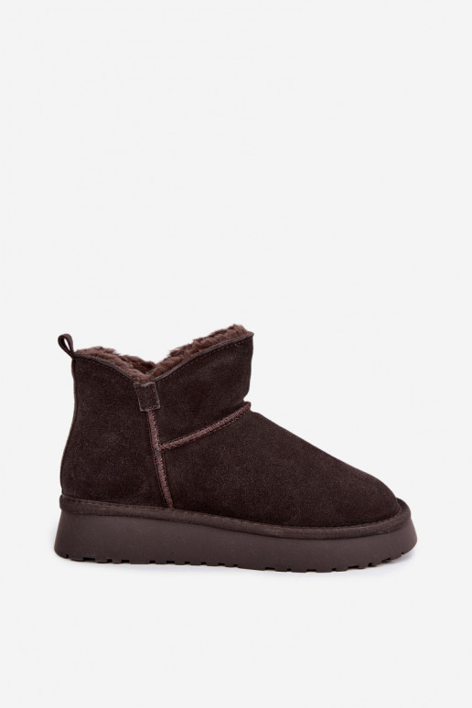 Sneeuwlaarzen van faux suede met isolatie en bont binnenin Vinceza 97961 chocoladekleurig
