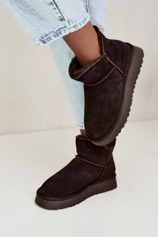 Sneeuwlaarzen van faux suede met isolatie en bont binnenin Vinceza 97961 chocoladekleurig