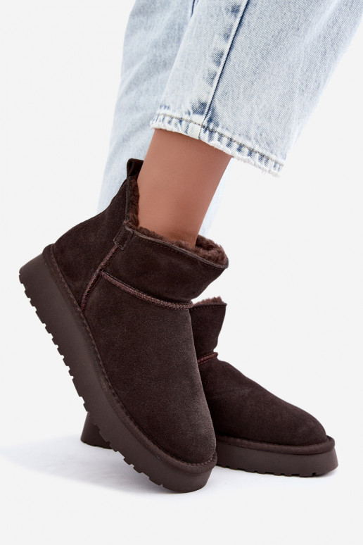 Sneeuwlaarzen van faux suede met isolatie en bont binnenin Vinceza 97961 chocoladekleurig