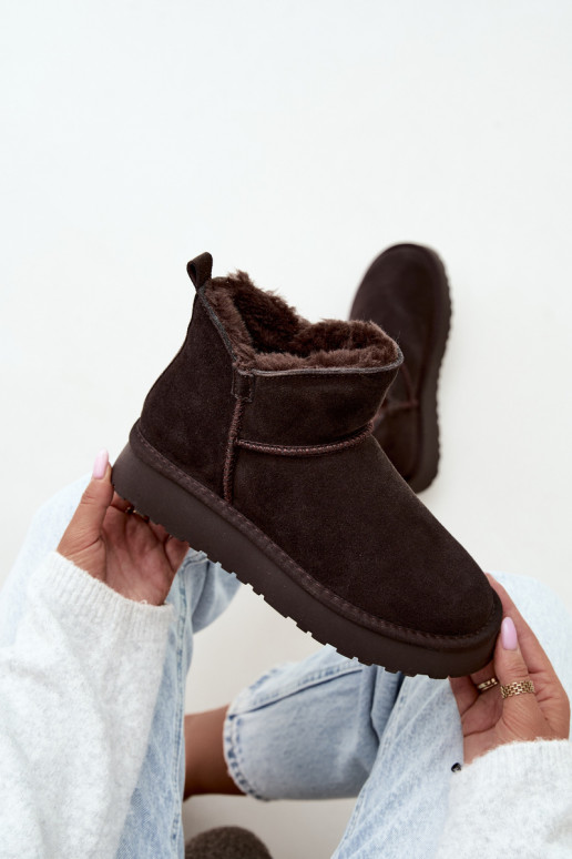 Sneeuwlaarzen van faux suede met isolatie en bont binnenin Vinceza 97961 chocoladekleurig