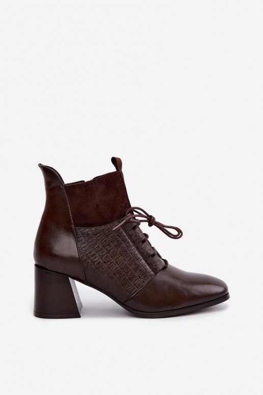 Warme enkellaarsjes met hak Vinceza 5867 chocoladekleurig