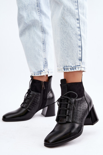 Warme enkellaarsjes met hak Vinceza 5867 zwart 2