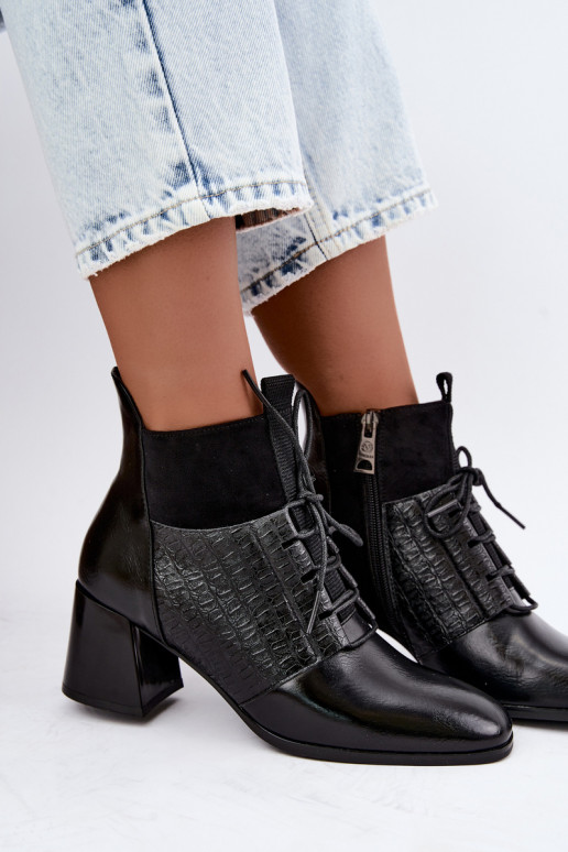 Warme enkellaarsjes met hak Vinceza 5867 zwart