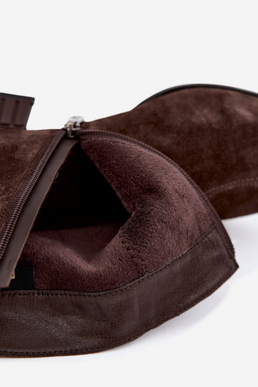 Dames enkellaarsjes van faux suede Klocke geïsoleerd D&A CR62-3476 in bruine kleur