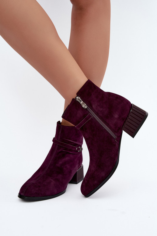 Dames enkellaarsjes van faux suede Klocke geïsoleerd D&A CR62-3476 in pruimen kleur