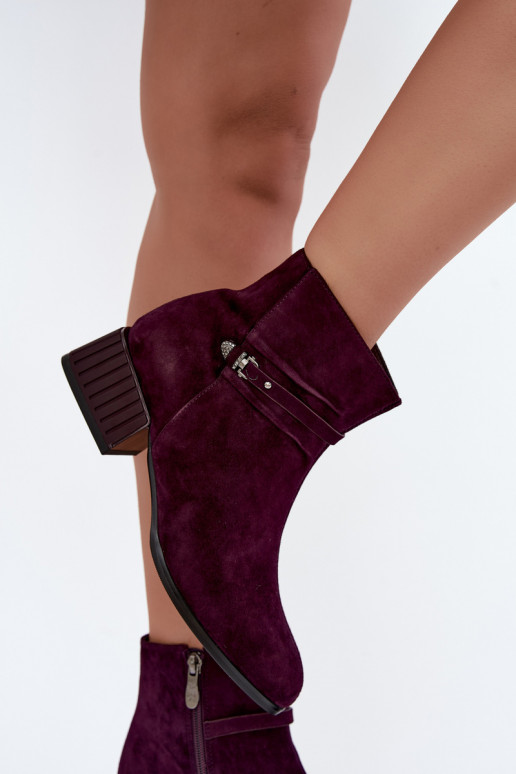 Dames enkellaarsjes van faux suede Klocke geïsoleerd D&A CR62-3476 in pruimen kleur