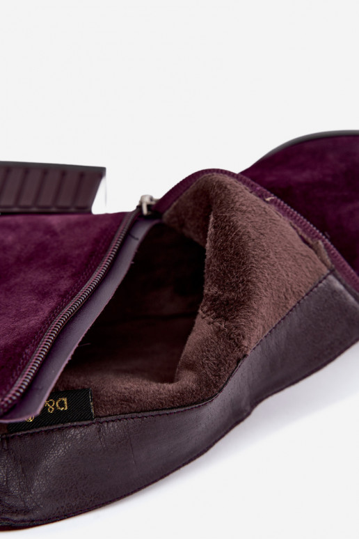 Dames enkellaarsjes van faux suede Klocke geïsoleerd D&A CR62-3476 in pruimen kleur