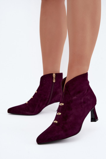 Leren suède dames geïsoleerde schoenen met hakken D&A CR62-3496 in pruimen kleur
