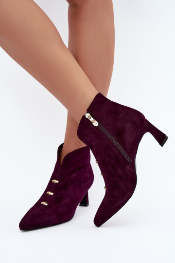Leren suède dames geïsoleerde schoenen met hakken D&A CR62-3496 in pruimen kleur 2