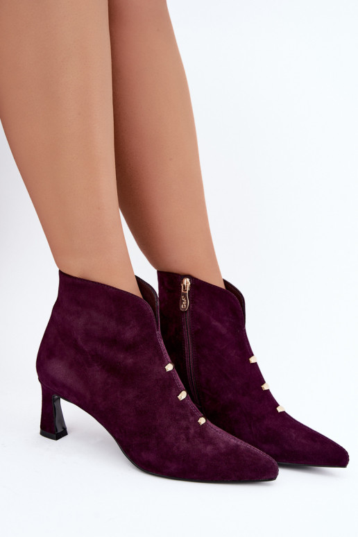 Leren suède dames geïsoleerde schoenen met hakken D&A CR62-3496 in pruimen kleur