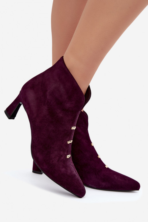 Leren suède dames geïsoleerde schoenen met hakken D&A CR62-3496 in pruimen kleur