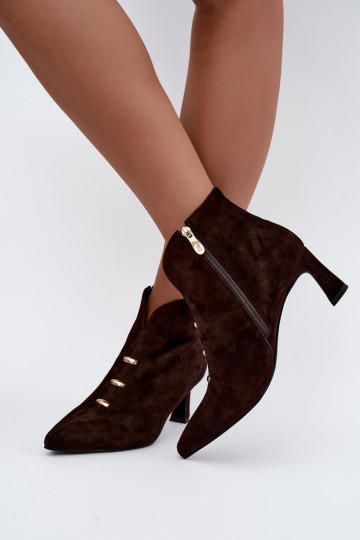 Leren suède dames geïsoleerde schoenen met hakken D&A CR62-3496 in chocoladekleur 2