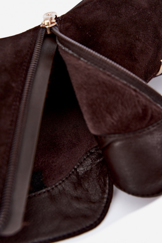 Leren suède dames geïsoleerde schoenen met hakken D&A CR62-3496 in chocoladekleur