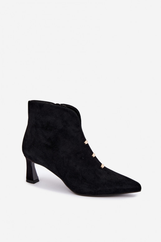 Leren suède dames geïsoleerde schoenen met hakken D&A CR62-3496 in zwarte kleur