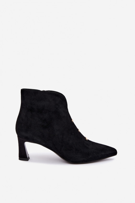 Leren suède dames geïsoleerde schoenen met hakken D&A CR62-3496 in zwarte kleur