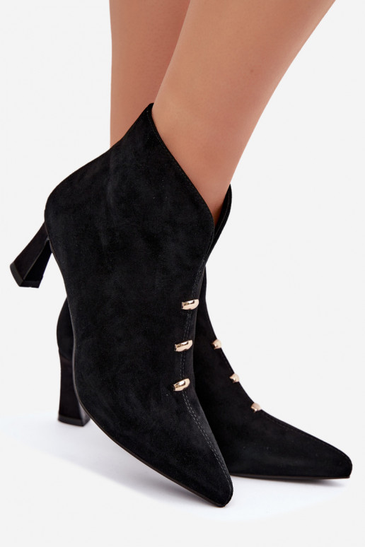 Leren suède dames geïsoleerde schoenen met hakken D&A CR62-3496 in zwarte kleur