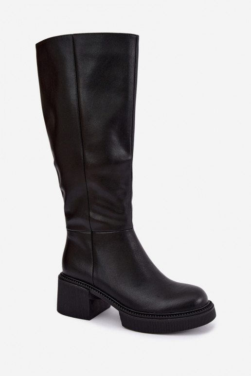 Faux leren gevoerde dameslaarzen Klocke D&A MR62-9051 zwart