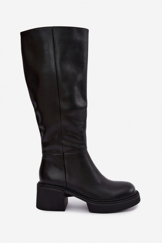 Faux leren gevoerde dameslaarzen Klocke D&A MR62-9051 zwart