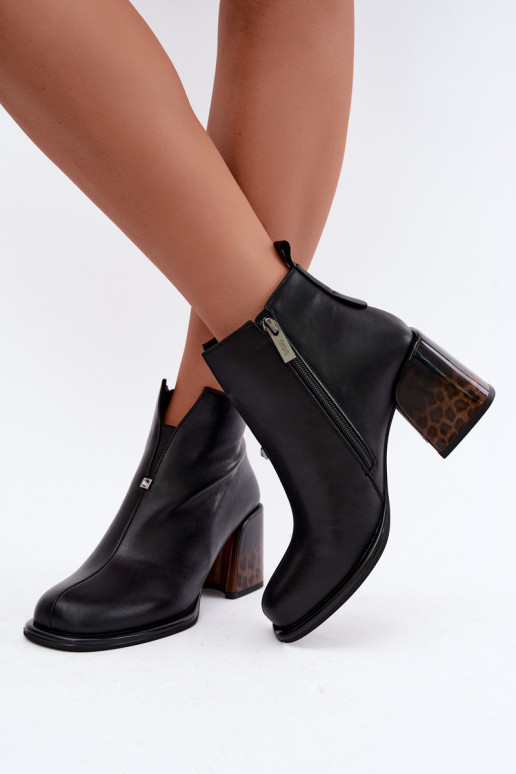 Faux leren dames enkellaarsjes met hakken GOE UU2N4204 zwart