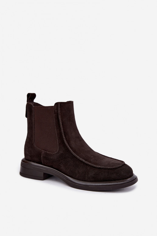 Dames enkellaarsjes van faux suede Sergio Leone BT-31 chocolade
