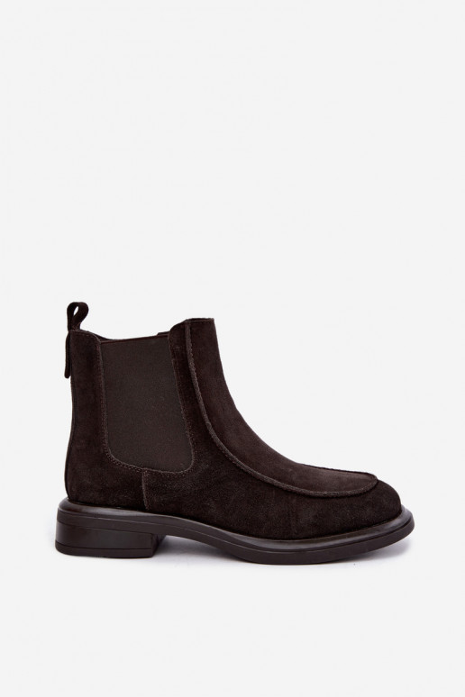 Dames enkellaarsjes van faux suede Sergio Leone BT-31 chocolade