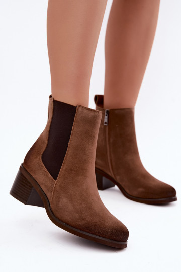 Stijlvolle gevoerde enkellaarsjes van faux suede Klocke Vinceza 133105 bruin 2