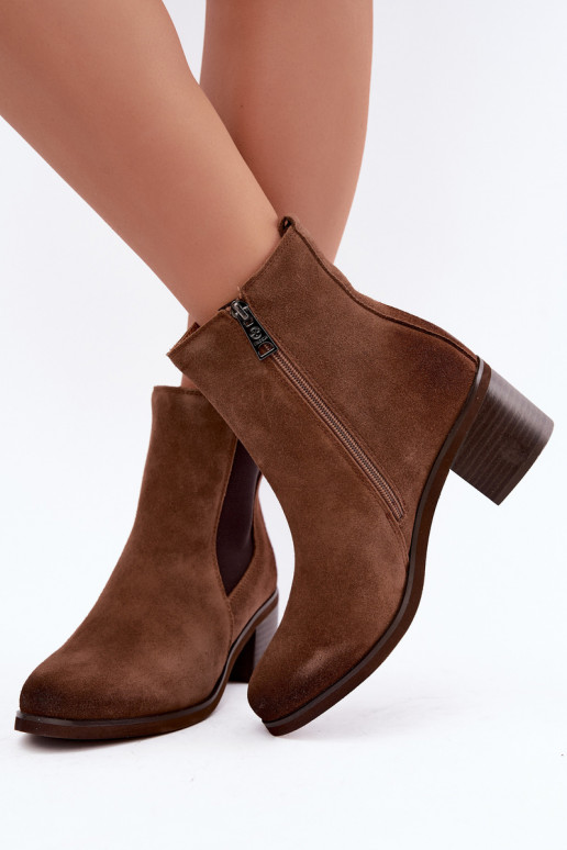 Stijlvolle gevoerde enkellaarsjes van faux suede Klocke Vinceza 133105 bruin